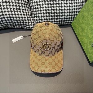 Gucci Beige Original GG Monogram Canvas Web Baseball Cap